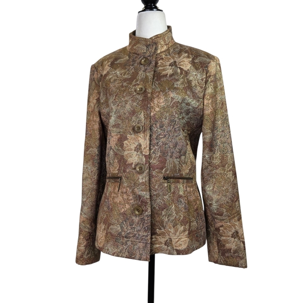 Luisa Cerano ornamental print Gold jacket/ blazer